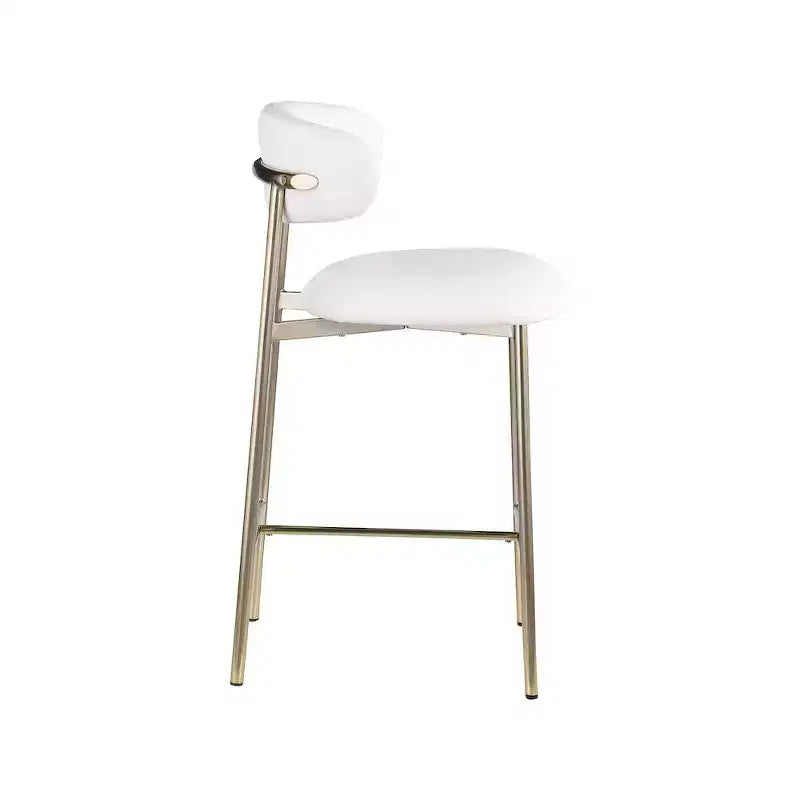 Meridian Furniture, Sgabello da bancone Lupita in pelle vegana bianca, set da 2