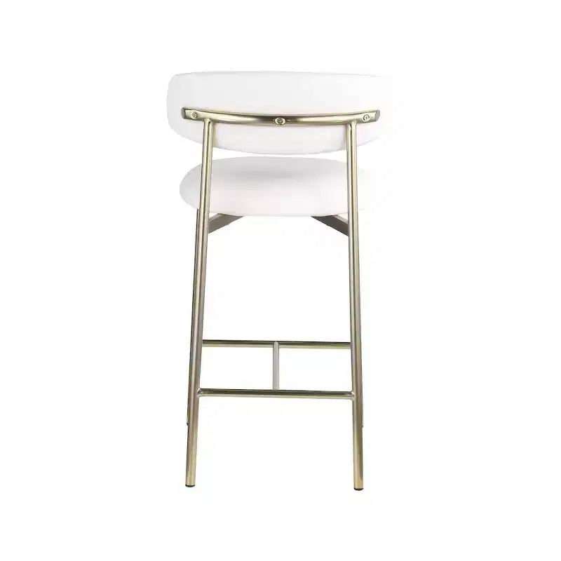 Meridian Furniture, Sgabello da bancone Lupita in pelle vegana bianca, set da 2