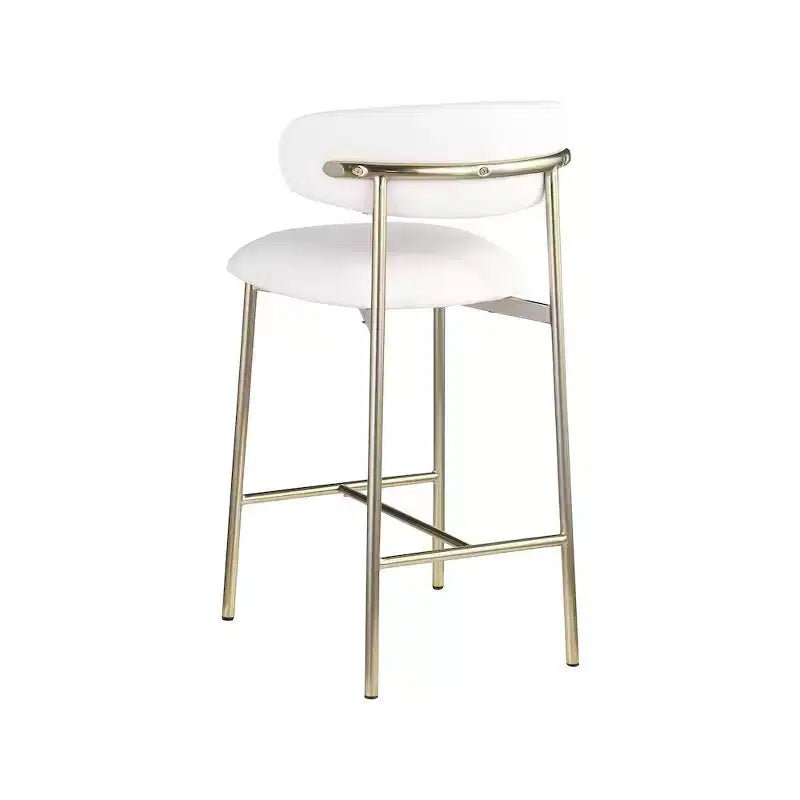 Meridian Furniture, Sgabello da bancone Lupita in pelle vegana bianca, set da 2