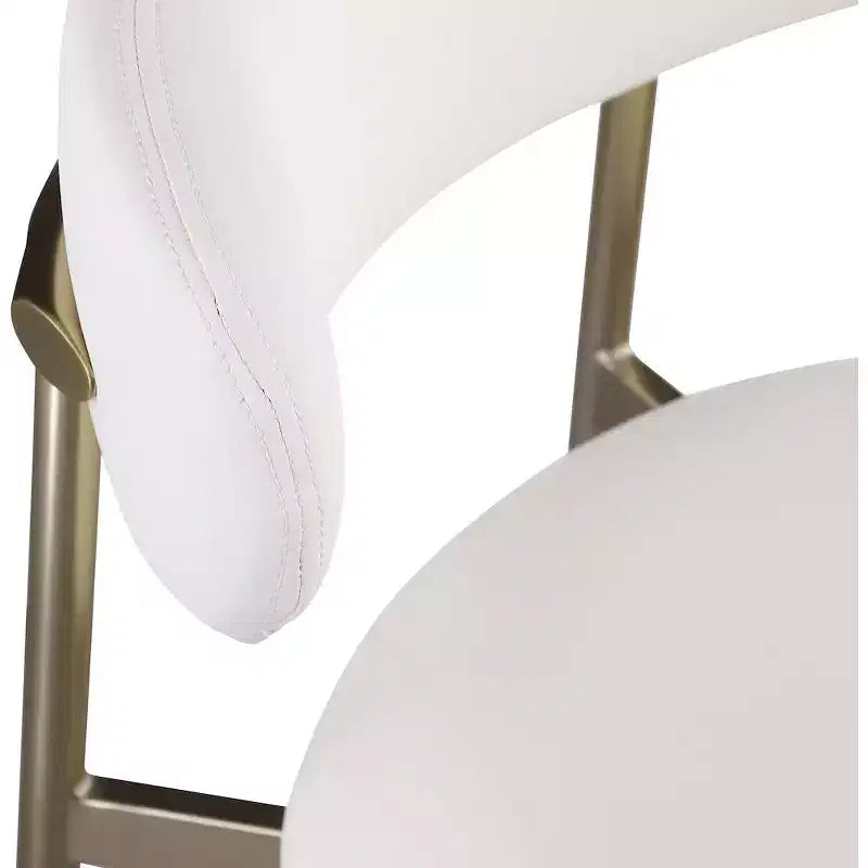 Meridian Furniture, Sgabello da bancone Lupita in pelle vegana bianca, set da 2