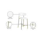 Meridian Furniture, Sgabello da bancone Lupita in pelle vegana bianca, set da 2