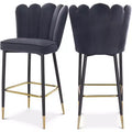 Meridian Furniture,Lily Grey Velvet Stool, Set of 2