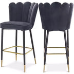 Meridian Furniture,Lily Grey Velvet Stool, Set of 2