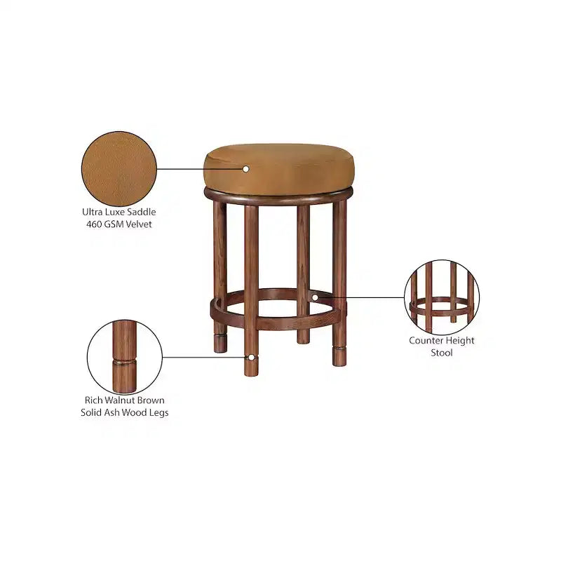 Meridian Furniture, Sgabello da bancone in velluto Monette Saddle