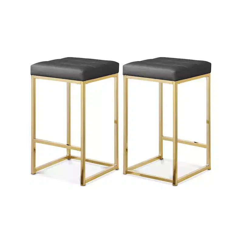 Meridian Furniture,Nicola Grey Vegan Leather Stool, Set of 2