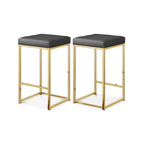 Meridian Furniture,Nicola Grey Vegan Leather Stool, Set of 2