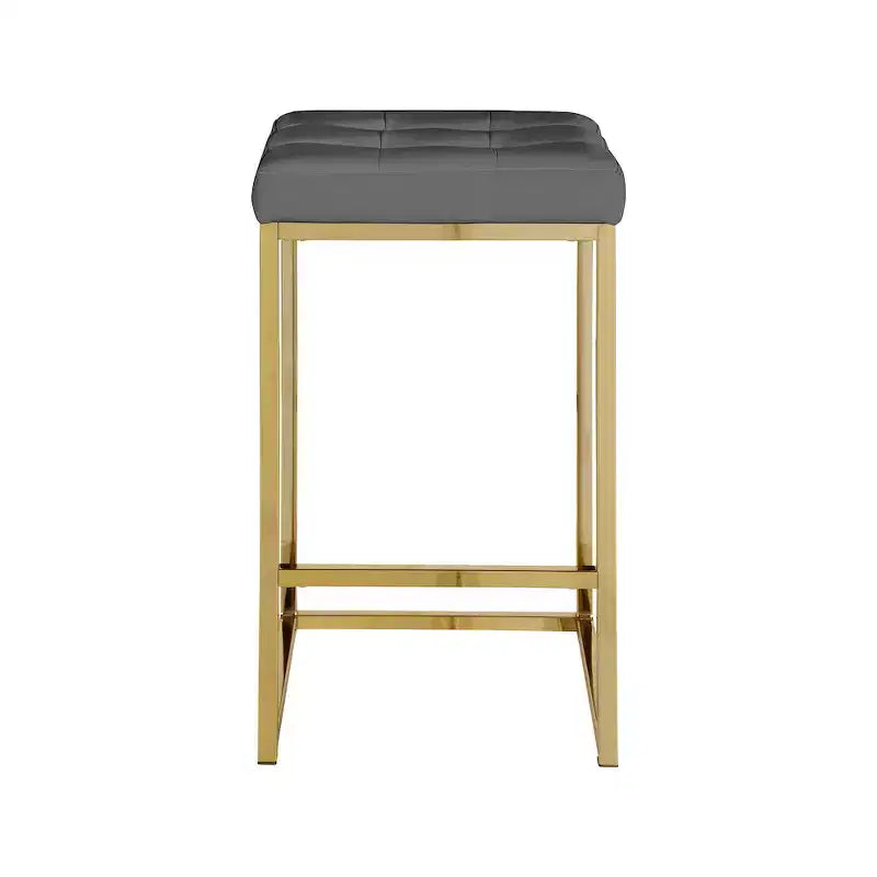 Meridian Furniture, Sgabello Nicola in Pelle Vegana Grigia, Set da 2
