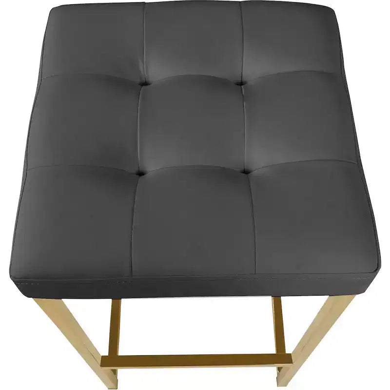 Meridian Furniture, Sgabello Nicola in Pelle Vegana Grigia, Set da 2