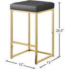 Meridian Furniture, Sgabello Nicola in Pelle Vegana Grigia, Set da 2