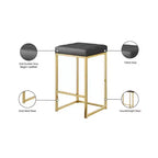 Meridian Furniture, Sgabello Nicola in Pelle Vegana Grigia, Set da 2