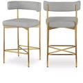 Meridian Furniture,Rivage Light Grey Durable Linen Textured Fabric Stool, Set of 2