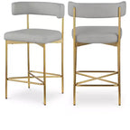 Meridian Furniture,Rivage Light Grey Durable Linen Textured Fabric Stool, Set of 2