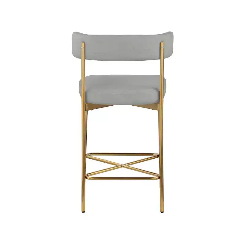 Meridian Furniture, Sgabello Rivage in tessuto resistente effetto lino grigio chiaro, set da 2