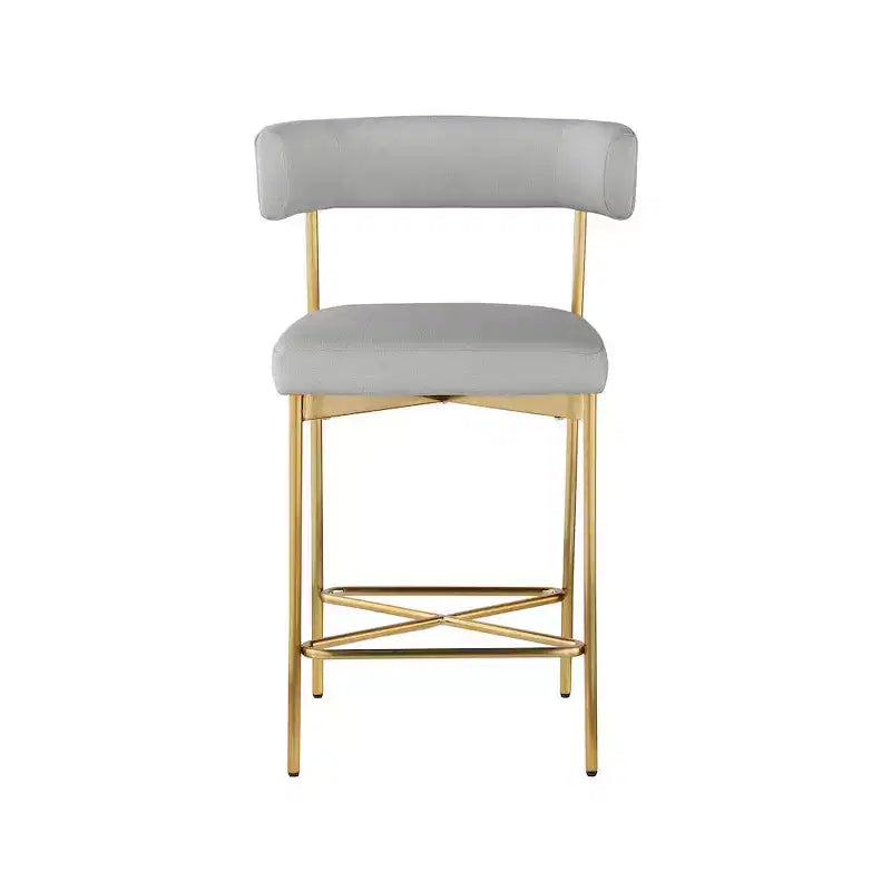 Meridian Furniture, Sgabello Rivage in tessuto resistente effetto lino grigio chiaro, set da 2