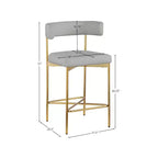 Meridian Furniture, Sgabello Rivage in tessuto resistente effetto lino grigio chiaro, set da 2