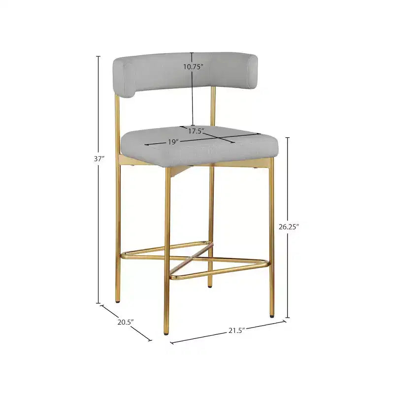 Meridian Furniture, Sgabello Rivage in tessuto resistente effetto lino grigio chiaro, set da 2
