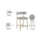 Meridian Furniture, Sgabello Rivage in tessuto resistente effetto lino grigio chiaro, set da 2