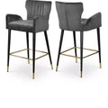 Meridian Furniture,Luxe Grey Velvet Stool, Set of 2