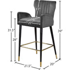 Meridian Furniture, Sgabello Luxe in velluto grigio, set da 2