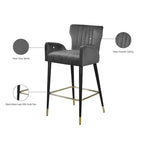 Meridian Furniture, Sgabello Luxe in velluto grigio, set da 2