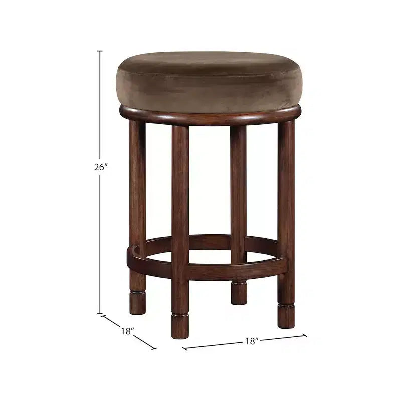 Meridian Furniture, Sgabello da bancone Monette in velluto marrone