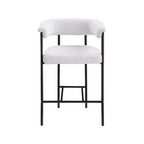 Meridian Furniture, Sgabello da bancone in tessuto bouclé color crema Malin, set da 2