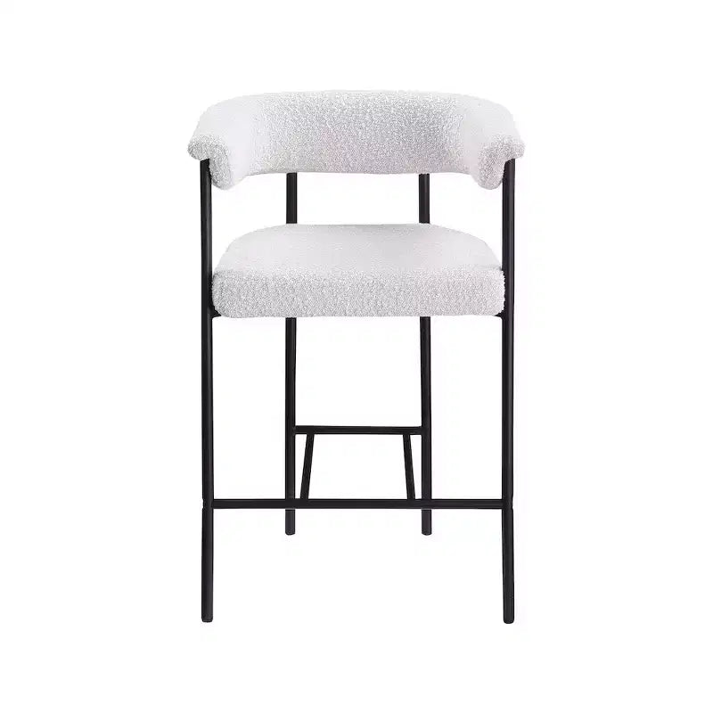 Meridian Furniture, Sgabello da bancone in tessuto bouclé color crema Malin, set da 2