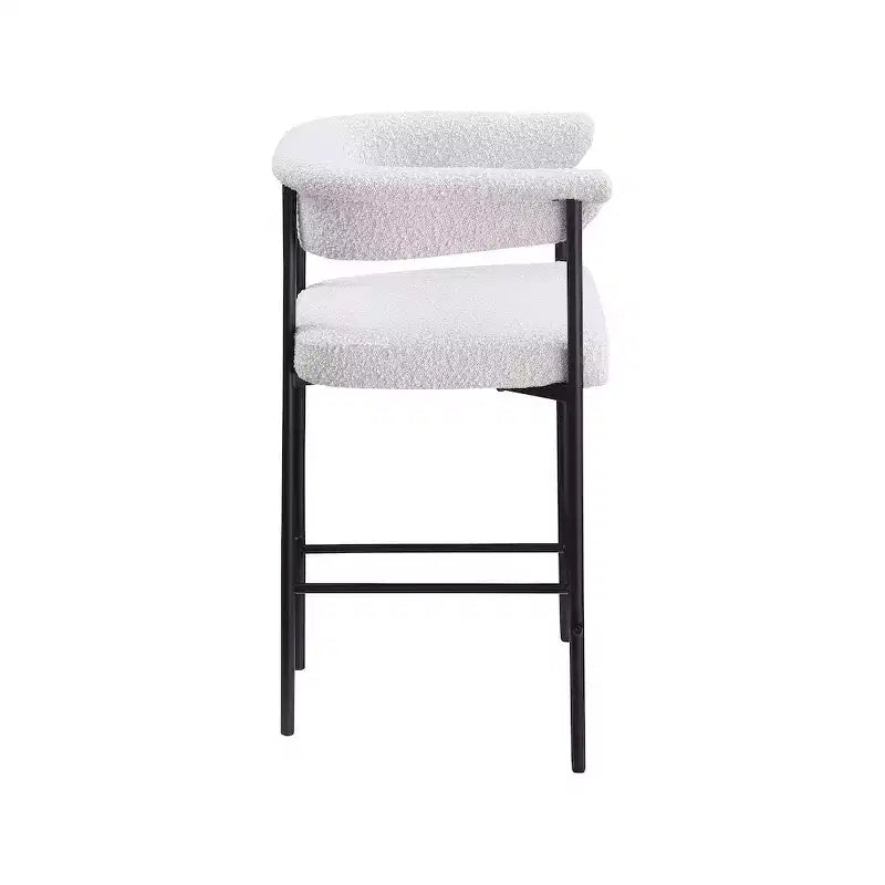 Meridian Furniture, Sgabello da bancone in tessuto bouclé color crema Malin, set da 2