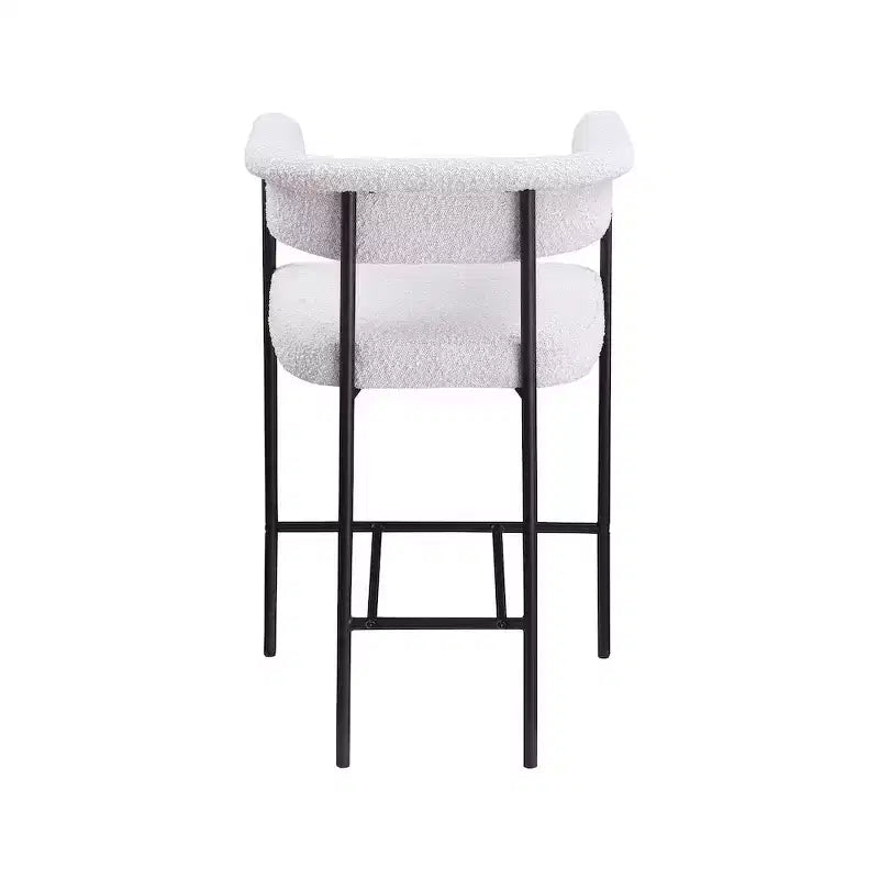 Meridian Furniture, Sgabello da bancone in tessuto bouclé color crema Malin, set da 2