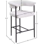 Meridian Furniture, Sgabello da bancone in tessuto bouclé color crema Malin, set da 2
