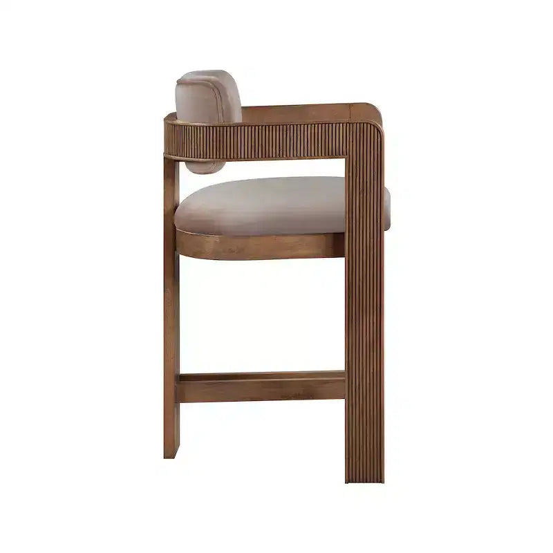 Meridian Furniture, Sgabello Sacha in Velluto Tortora