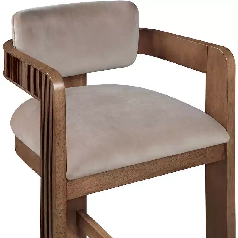 Meridian Furniture, Sgabello Sacha in Velluto Tortora