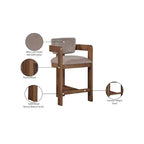 Meridian Furniture, Sgabello Sacha in Velluto Tortora