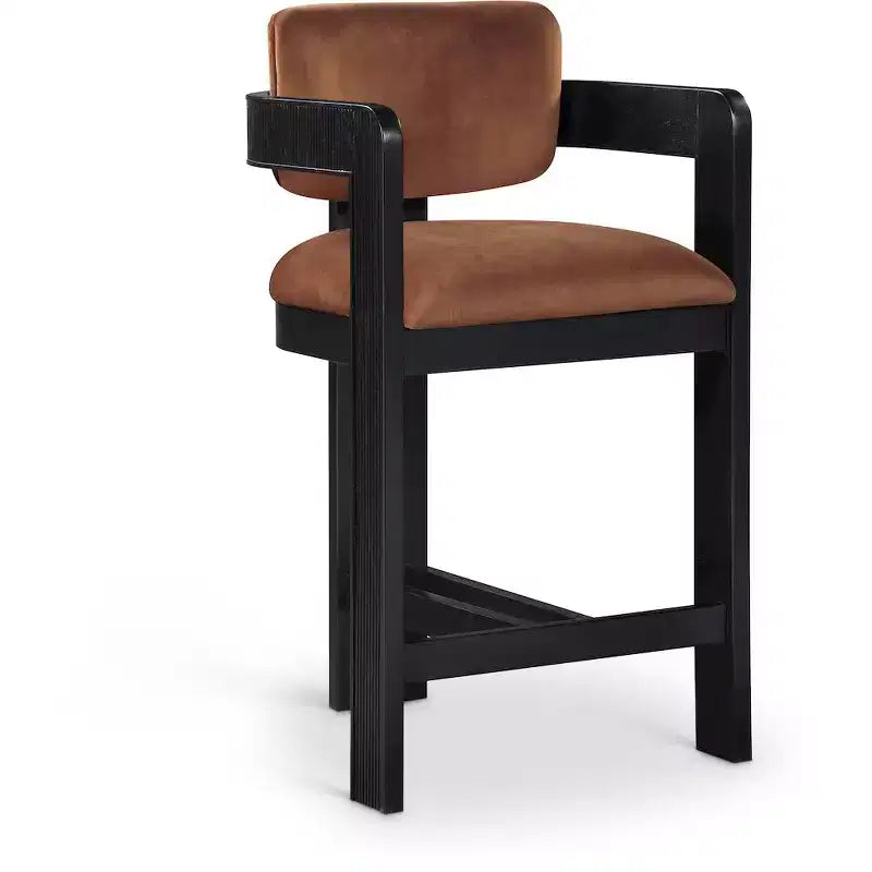 Meridian Furniture,Sacha Cognac Velvet Stool