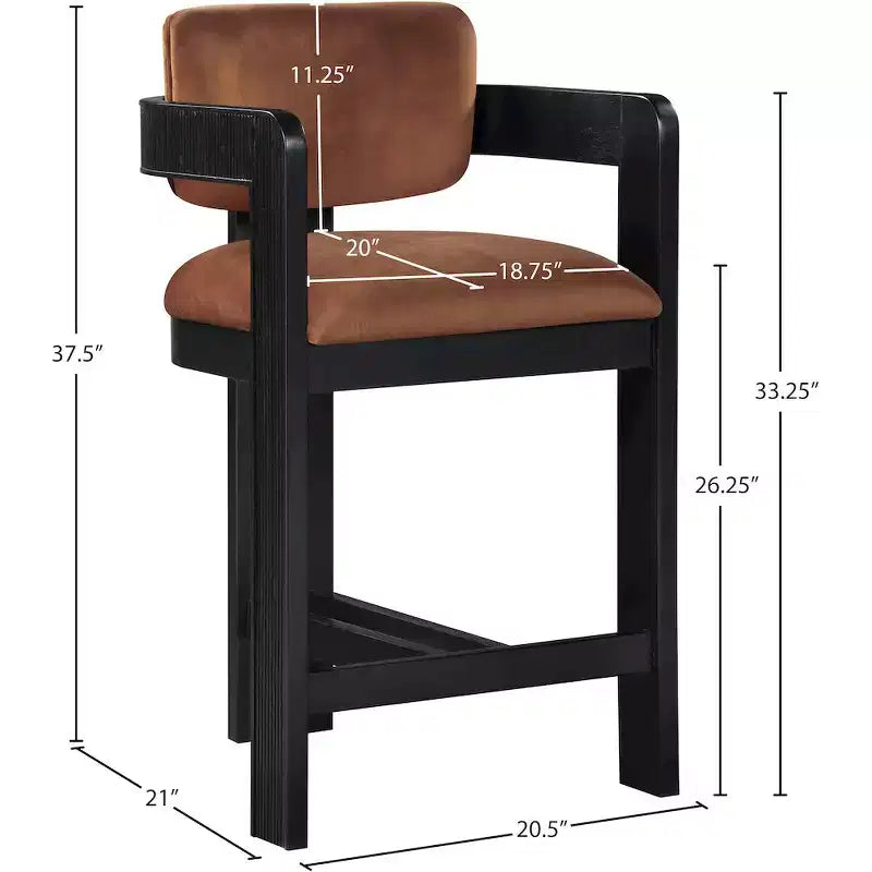 Meridian Furniture, Sgabello Sacha in Velluto Cognac