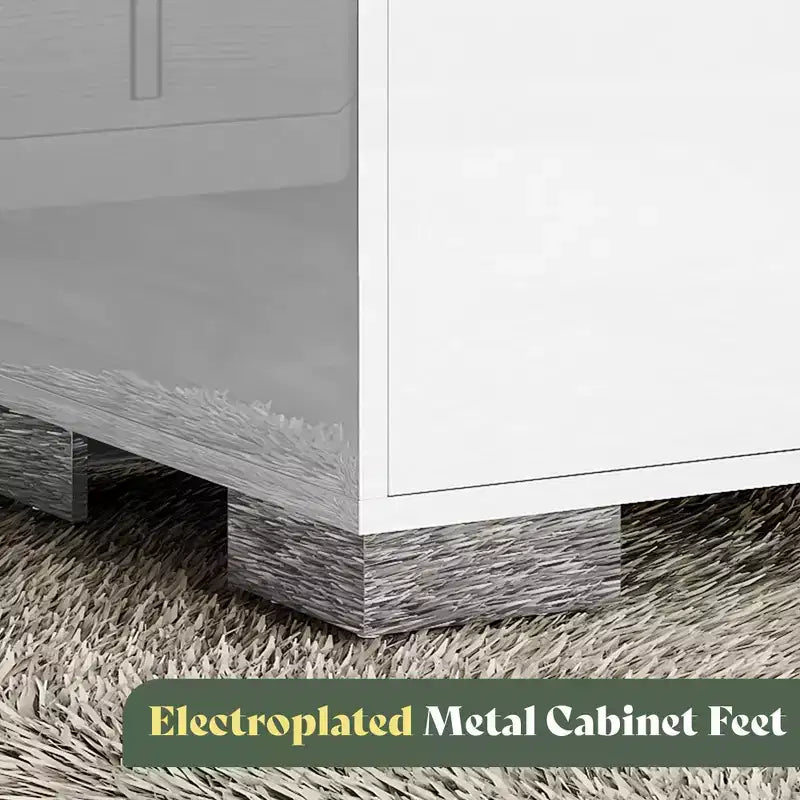 Comodino AMERLIFE, tavolino moderno da 60 cm con 2 cassetti, finitura UV lucida