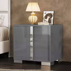 Comodino AMERLIFE, tavolino moderno da 60 cm con 2 cassetti, finitura UV lucida