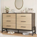 TROPOW 6 Dresser for Bedroom, Freestanding 52 Wide Drawer Dresser with Storage, Wooden Closet Storage Chest for Living Room, Bedroom, Entryway