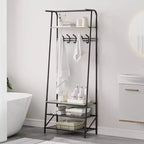 Appendiabiti e scarpiera 4 in 1, albero da ingresso a 4 ripiani con 5 ganci, scaffale portaoggetti multifunzione per corridoio, bagno, ingresso