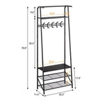 Appendiabiti e scarpiera 4 in 1, albero da ingresso a 4 ripiani con 5 ganci, scaffale portaoggetti multifunzione per corridoio, bagno, ingresso