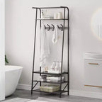 Appendiabiti e scarpiera 4 in 1, albero da ingresso a 4 ripiani con 5 ganci, scaffale portaoggetti multifunzione per corridoio, bagno, ingresso