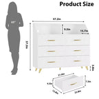 Commode avec station de charge, commode meuble TV LED avec 6 tiroirs, commodes et chiffonniers modernes en bois pour placard, chambre, salon