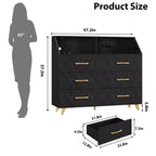 Commode avec station de charge, commode meuble TV LED avec 6 tiroirs, commodes et chiffonniers modernes en bois pour placard, chambre, salon