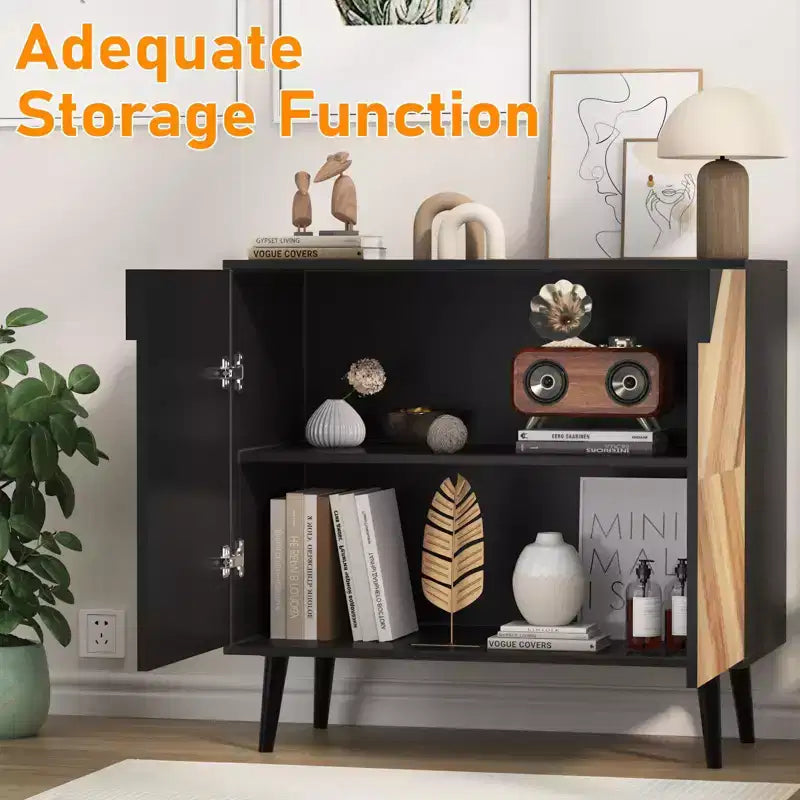 Mobile contenitore da 31,5 pollici con ripiano e ante, mobile credenza moderno con spazio per riporre gli oggetti
