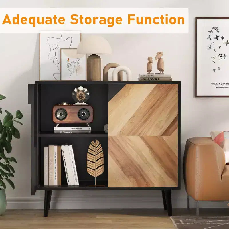Mobile contenitore da 31,5 pollici con ripiano e ante, mobile credenza moderno con spazio per riporre gli oggetti