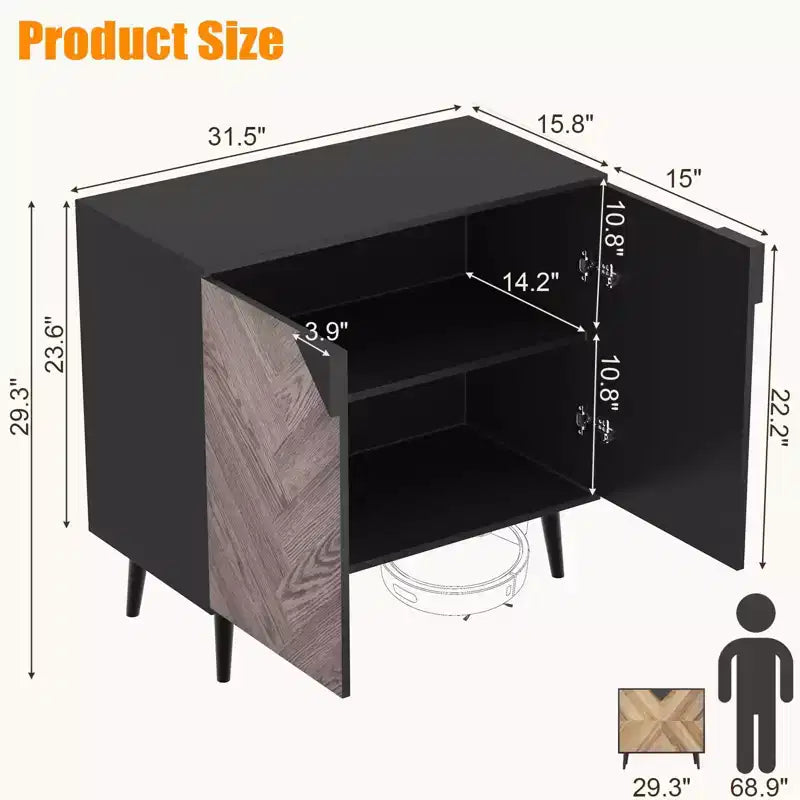 Mobile contenitore da 31,5 pollici con ripiano e ante, mobile credenza moderno con spazio per riporre gli oggetti