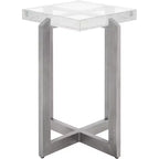 Pixie Square Bubble Glass Accent Table - AMH8353A - Silver/Clear - Safavieh Couture