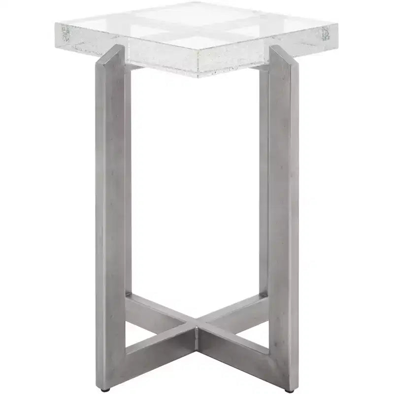 Pixie Square Bubble Glass Accent Table - AMH8353A - Silver/Clear - Safavieh Couture