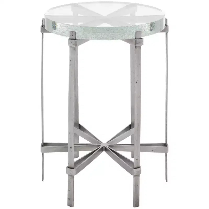 Evyanna Round Bubble Glass Accent Table - AMH8347A - Silver/Clear - Safavieh Couture