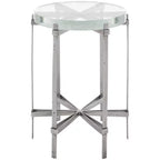 Evyanna Round Bubble Glass Accent Table - AMH8347A - Silver/Clear - Safavieh Couture